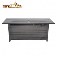 outdoor black powder coated steel rectangular gas fire table