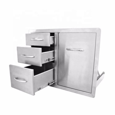 Stainless Steel Raised Style Liquid Propane Combo Triple Extension Drawer