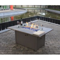 square outdoor metal with tile top Aluminum base gas fire pit table