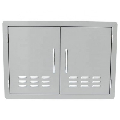 Outdoor Kitchen Grill Stainless Steel Double Door Flush Mount With Vents