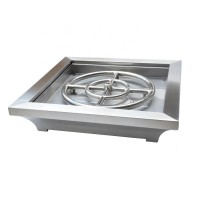 2019 Hot Sale Stainless Steel Square Fire Pit With Burner Ring For Garden