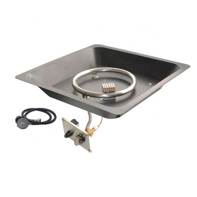 Outdoor Stainless Steel Square Fire Pit Round Fire Pit Burner With Electronic Ignition System