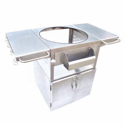 OEM Stainless Steel 304 Cart For 22 inch  Ceramic Grills Cart Table With Cabinet bbq trolley cart