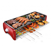 Double grilled net Korean barbecue electric baking pan grill household electric commercial iron plate barbecue meat pot