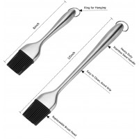 Quality Basting Brush Grilling BBQ Baking Pastry and Oil Stainless Steel Brushes with Back up Silicone Brush Heads